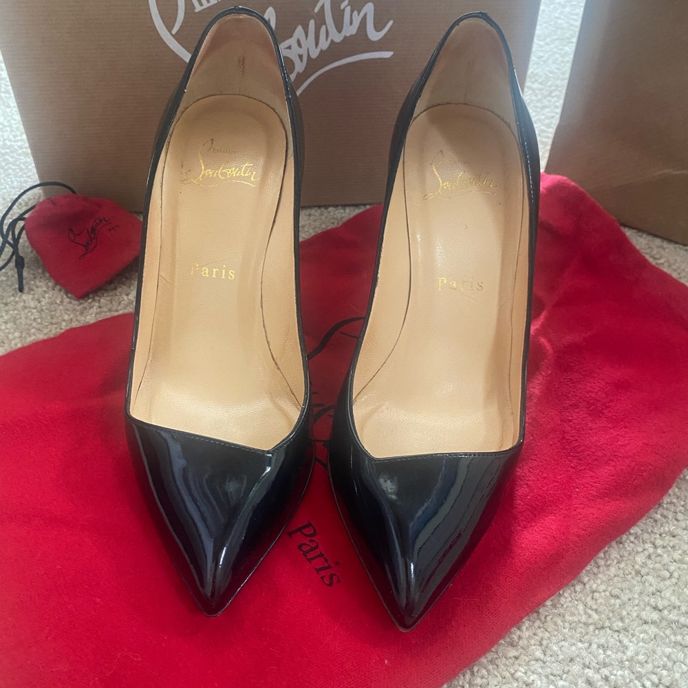 Authentic Christian Louboutin black leather heels. Great condition!